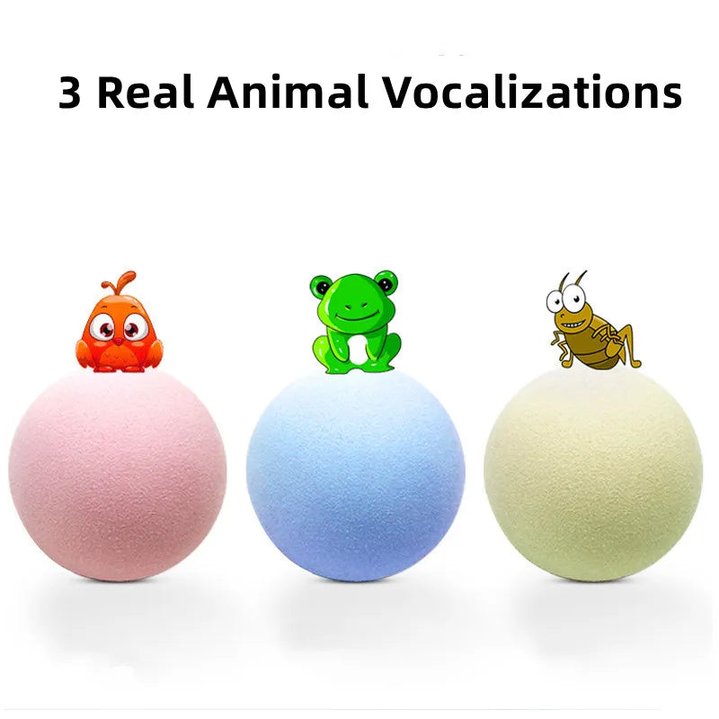 Cat Toys Balls Sound Frogs Birds Chirping Crickets EVA Balls Rolling Cat Plush Soft Self-Heeling Teaser Toys Pet Accessories