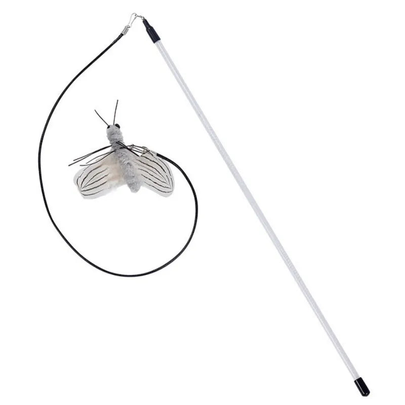 Cat Toy Feather Cats Sticks Interactive Cat Toy Steel Wire Butterfly Toys for Cats Teasing Self Hi Kitten Toys Pet Products