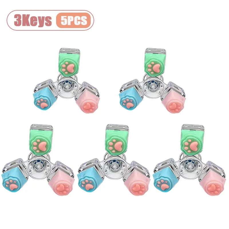 Cat Paw Keycap Keychain Mechanical Keyboard Fidget Spinner Stress Relief Toy Soft Cute Keyring for Office Desk Anxiety Gift