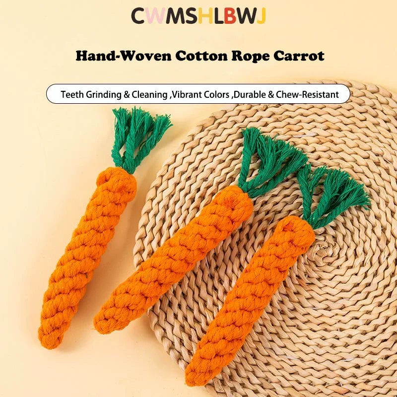 Durable Carrot Rope Knot Dog Chew Toys Bite Proof Puppy Molar Toys Interactive Tug Games Self Entertaining Play Toys For All Dog