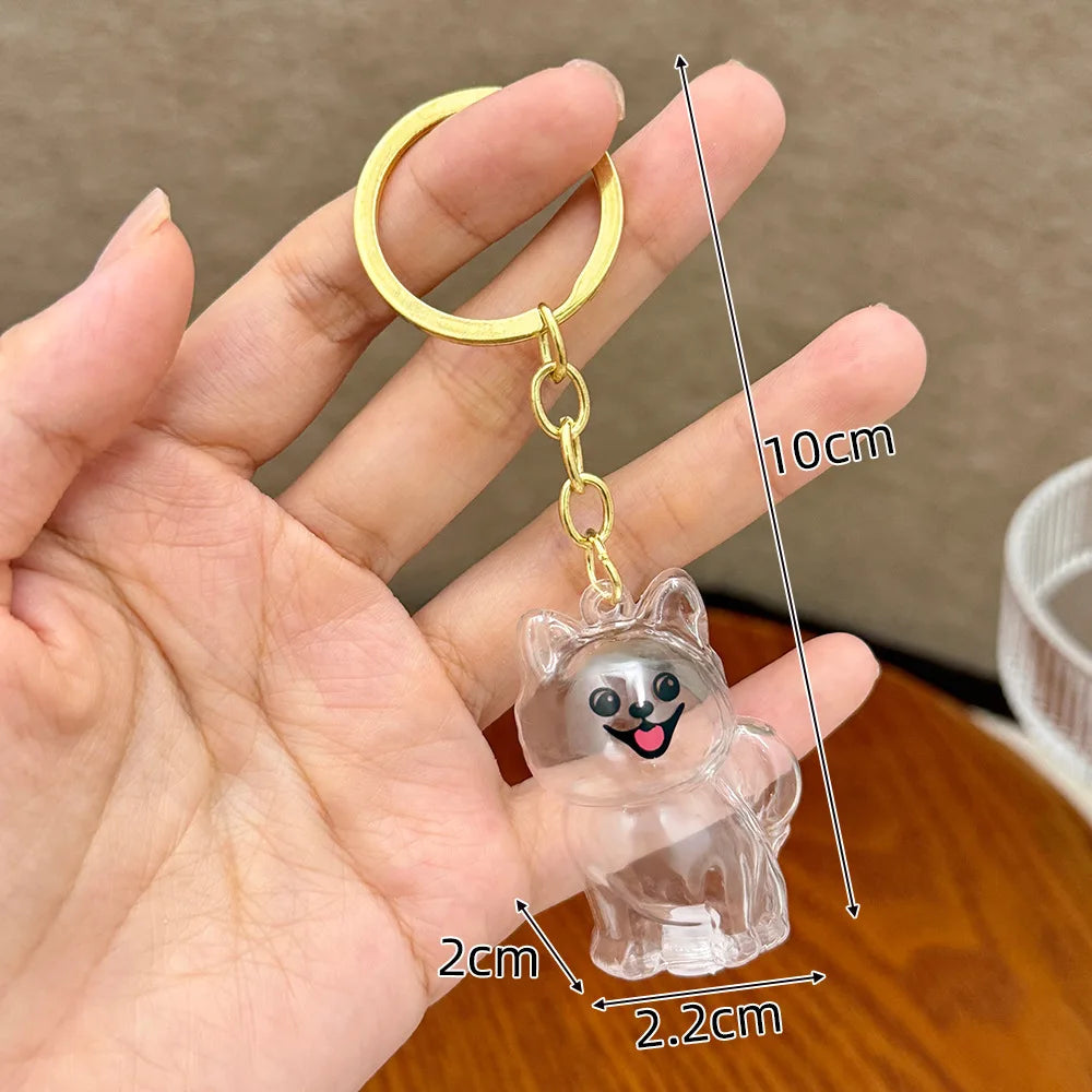 Memory Keychain Creative Cute Dog Keychain Transparent Capsule Pendant Playful Dog Hair Storage Box For Keychains Backpack