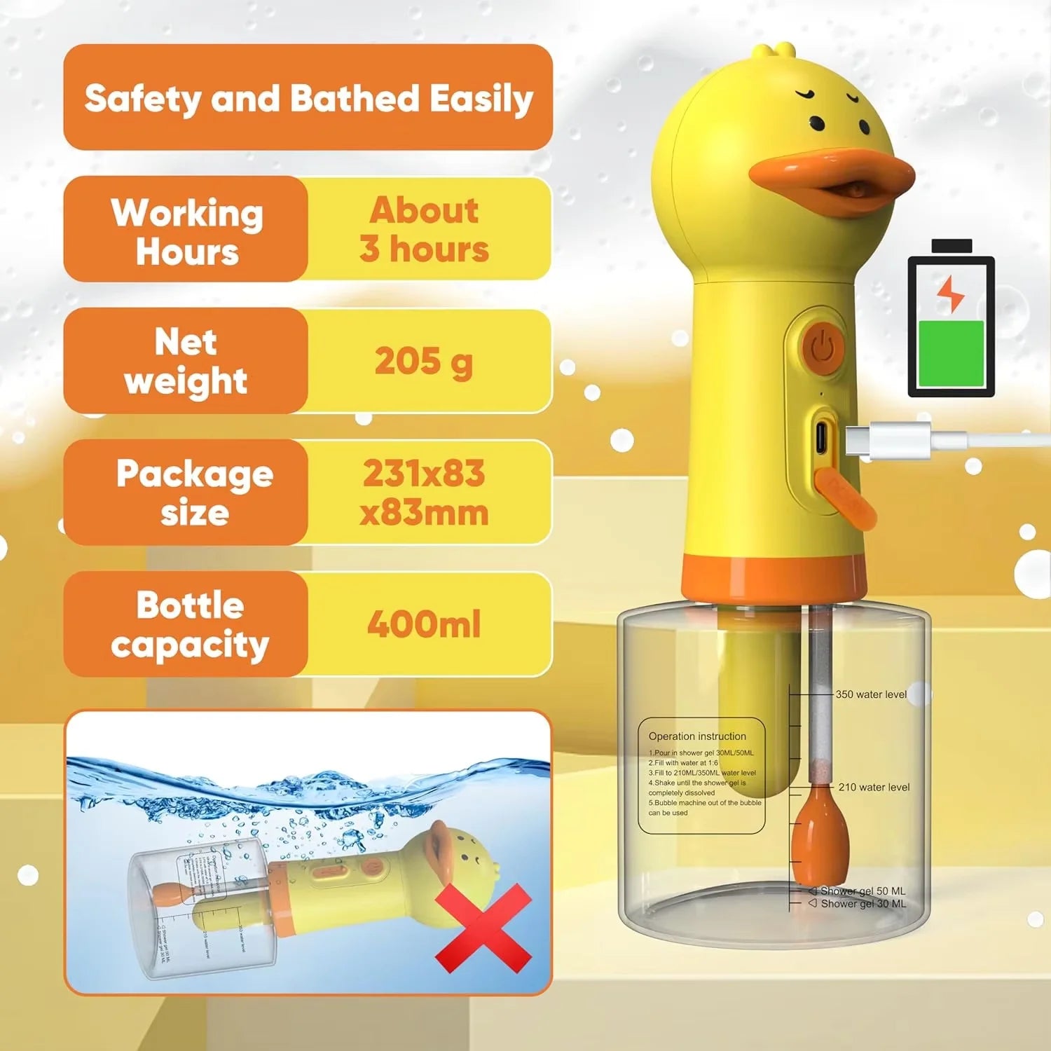 Cute Duck Pet Cleaning Bathing Electric Foam Machine Usb Charging Automatic Soap Dispenser Foam Machine Pet Accessories