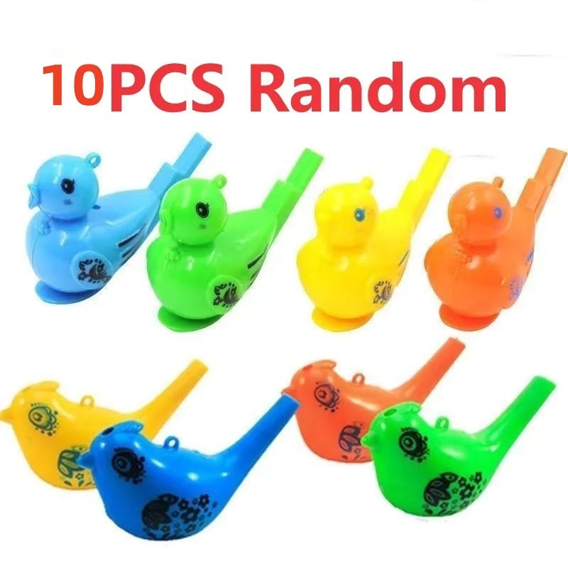 10PCS Colored Water Bird Whistles Outdoor Sports Funny Party Novelty Musical Puzzle Toy for Girls And Boys