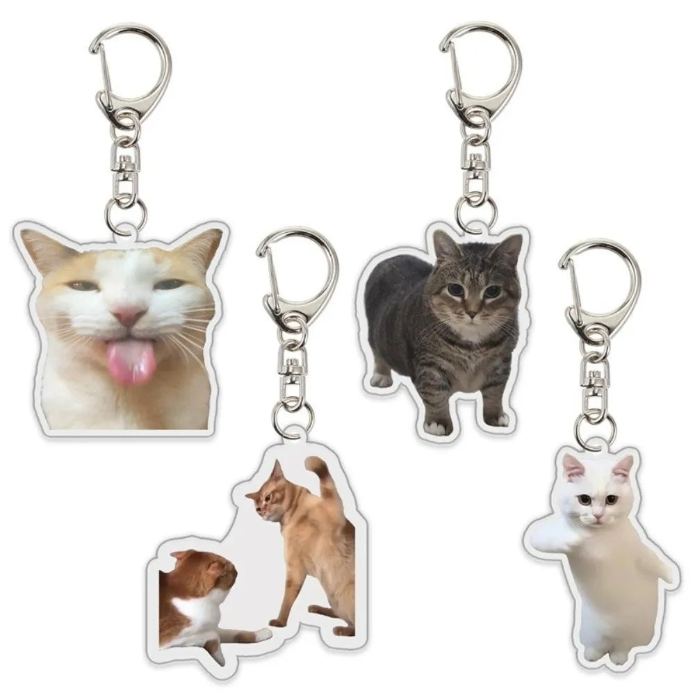 Sand Sculpture Texture Cartoon Cat Keychain Compact Size Lightweight Cat Head Keyring Cat Head Bag Pendant For Bag Accessory