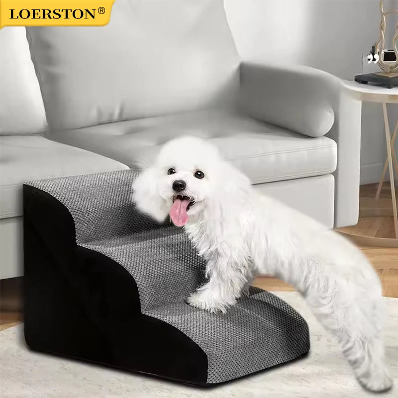 Pet 2/3 Step Dog Stair Cat Pet Ramp Ladder Washable Non Slip Removable Memory Foam Pet Products Ramp for Dog Pet Stairs for Dogs