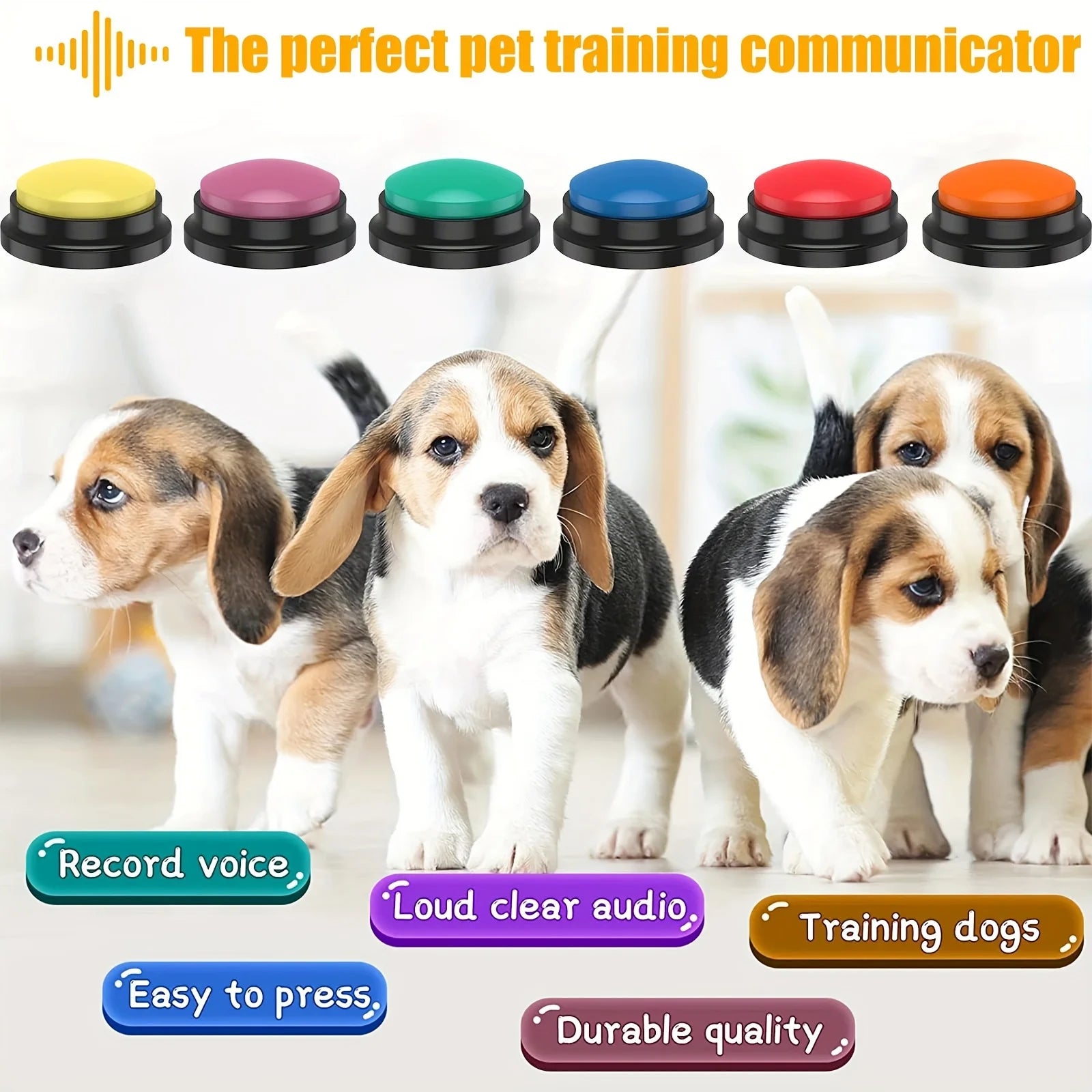 Pet Communication Button, Recordable Talking Training Buzzer, Dog Interaction Toy, Voice Recording Cat Play Button, Durable Plas