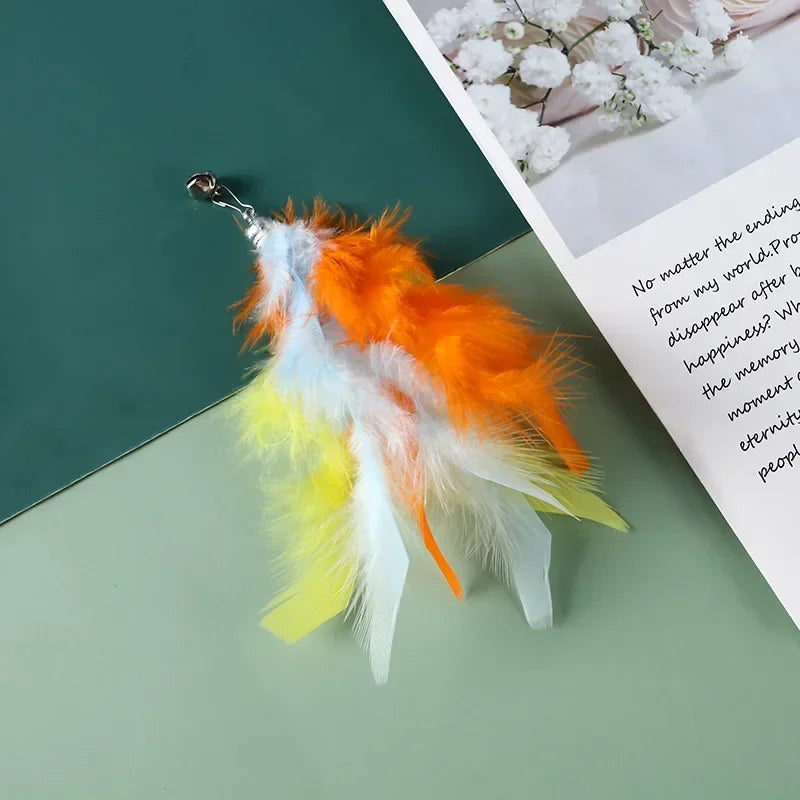 Cat Feather Toy Accessories False Birds Worm Toy with Bell Kitten Cat Toys Interactive Replacement Refill Foam Ball Training