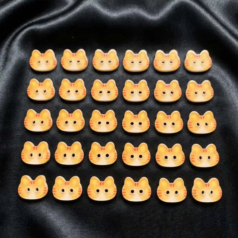 30pcs Cat Buttons Cute Creative Calico Cat Buttons Fashionable Resin Ginger Cat Buttons Clothes Accessories