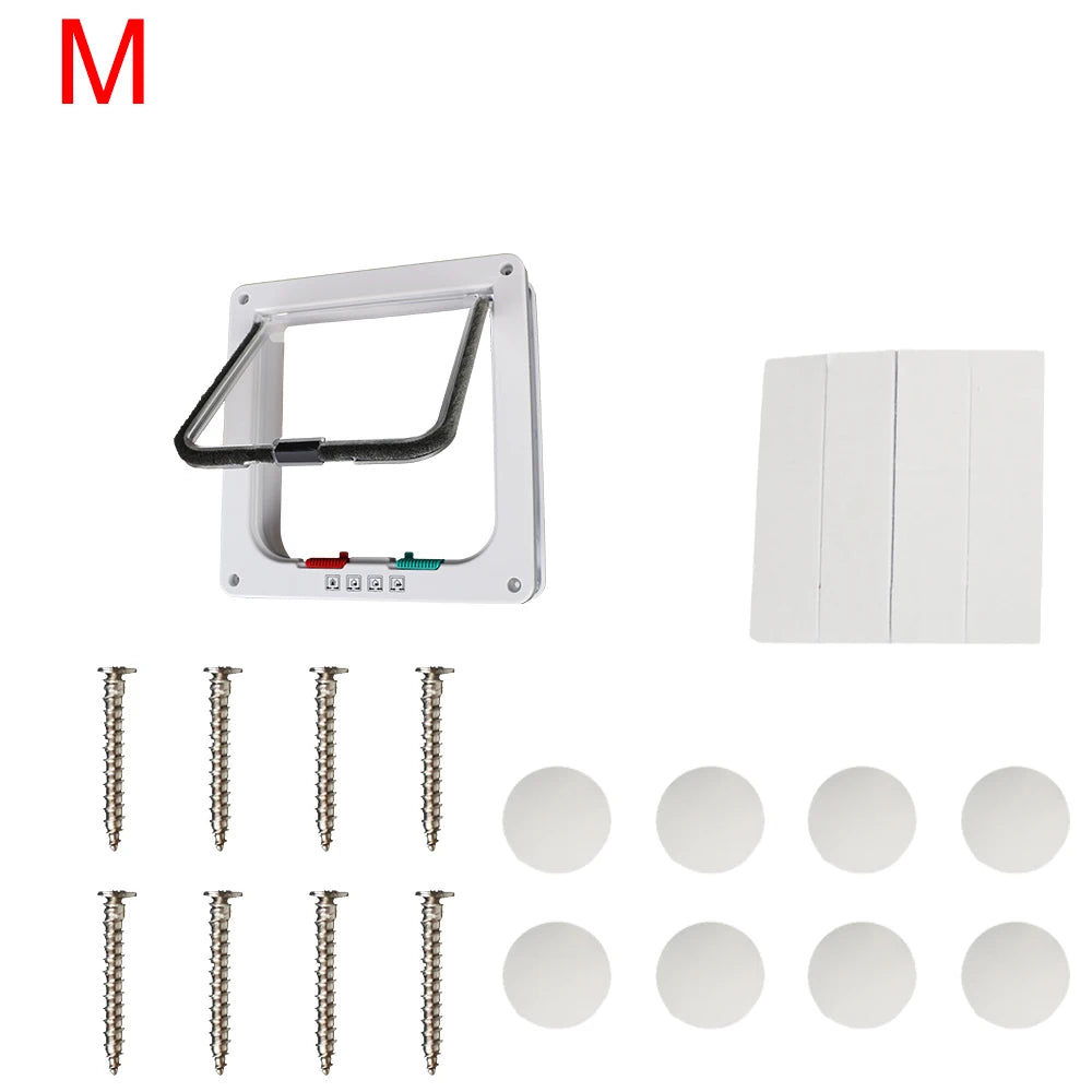 For Dog Cat Kitten ABS Plastic Dog Cat Flap Door With 4 Way Lock Security Flap Door Small Pet Supplies Cat Puppy Safety Gate
