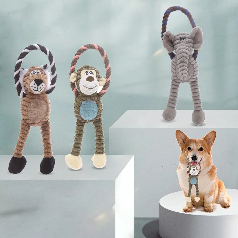 New Interactive Dogs Plush Toy Indoor Chewy Resistant Fleece Squeak Pet Play Product for Puppy Kitten Teeth Grinding