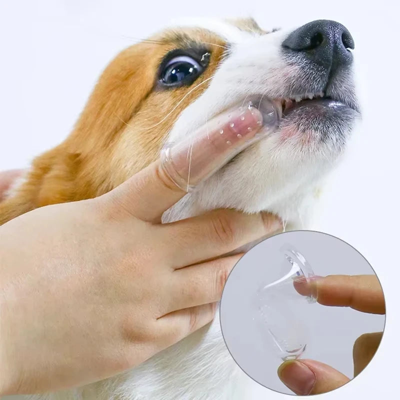 1 Sets of Pet Silicone Finger Sleeves Boxed Toothbrushes for Cats Dogs Brushing Finger Sleeves Pet Teeth Oral Cleaning Products