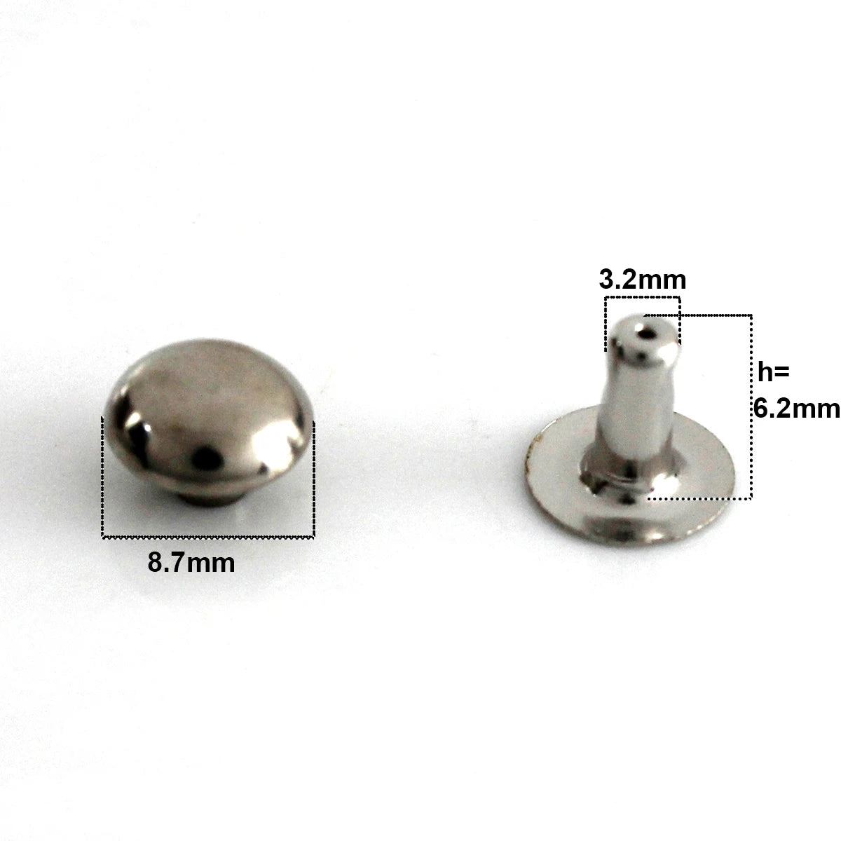 100sets Metal Dome Cap Rivets Mushroom Studs Round Rivet for Bag Clothing Garment Shoes Pet Collar Parts DIY Accessories