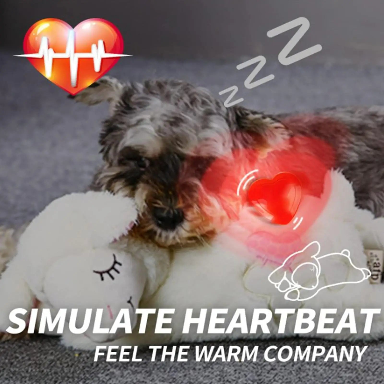 Puppy Heartbeat Box Soothing Hug Toy Dog Simulated Heartbeat Pet Plush Toy Heart-Shaped Heartbeat Box Training Aid Relief Sleep