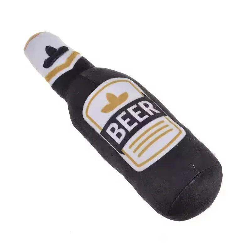 Realistic Beer Bottle Squeaky Dog Toy Bite Wear Resistant Easy Clean Interactive Molar Chew Toy Dog Training Pet Play Supplies