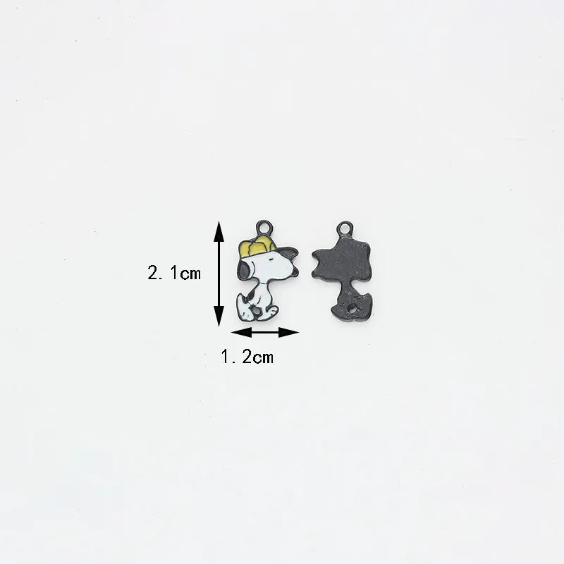 10pcs Cartoon Snoopy Decorations Cute Dog Alloy Pendant Animal Series Children's DIY Creative Fashion Jewelry Accessories Gift