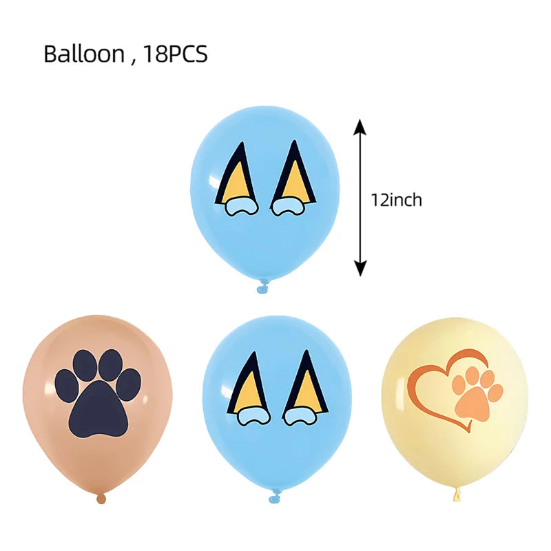 New Cartoon Cute Dog Birthday Party Decoration Kit Blue Dogs Theme Happy Birthday Plates Napkins Cups Tableware Supplies For Kid