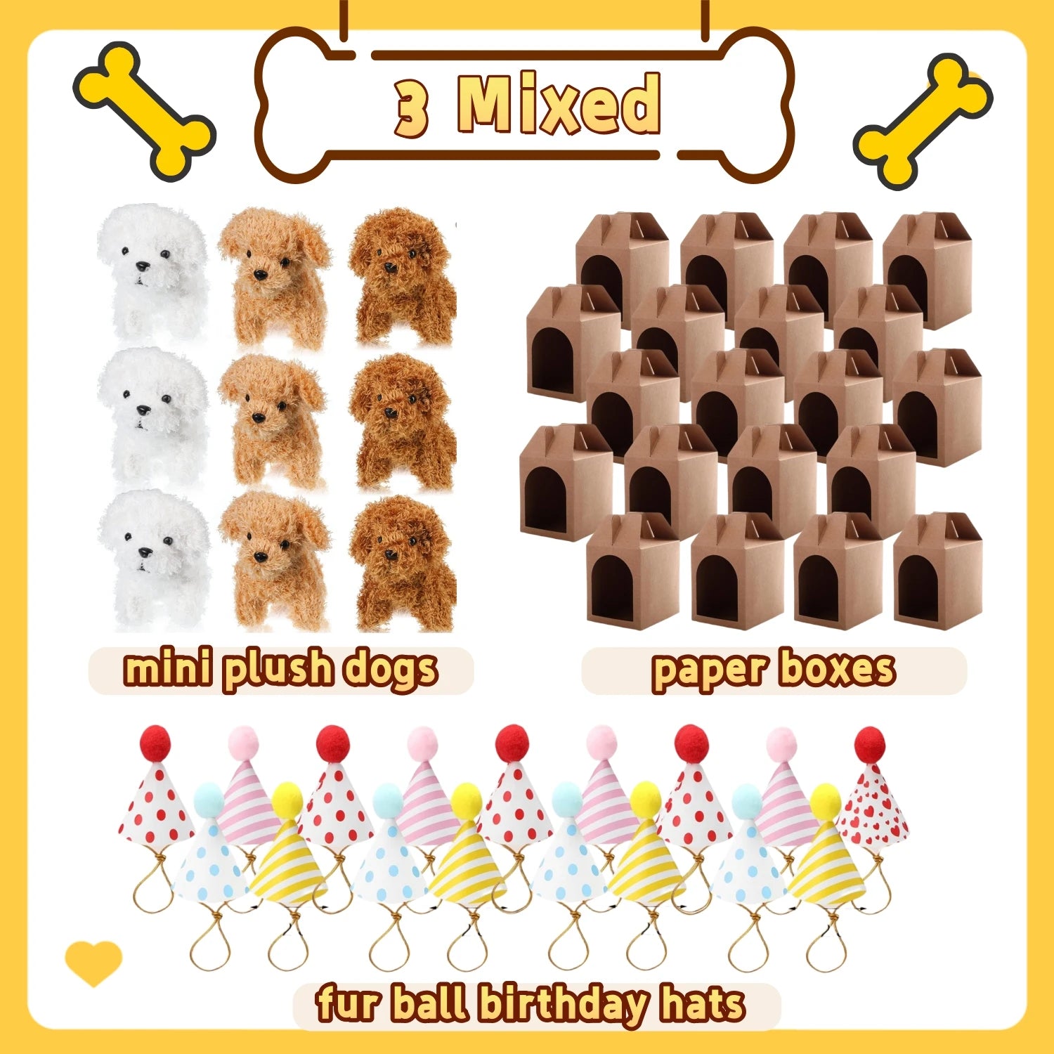 6-20Set Mini Plush Puppy Stuffed Dogs Adopt A Pet Dog Set with Paper Boxes Animals Bulk for Birthday Animal Theme Party Favors