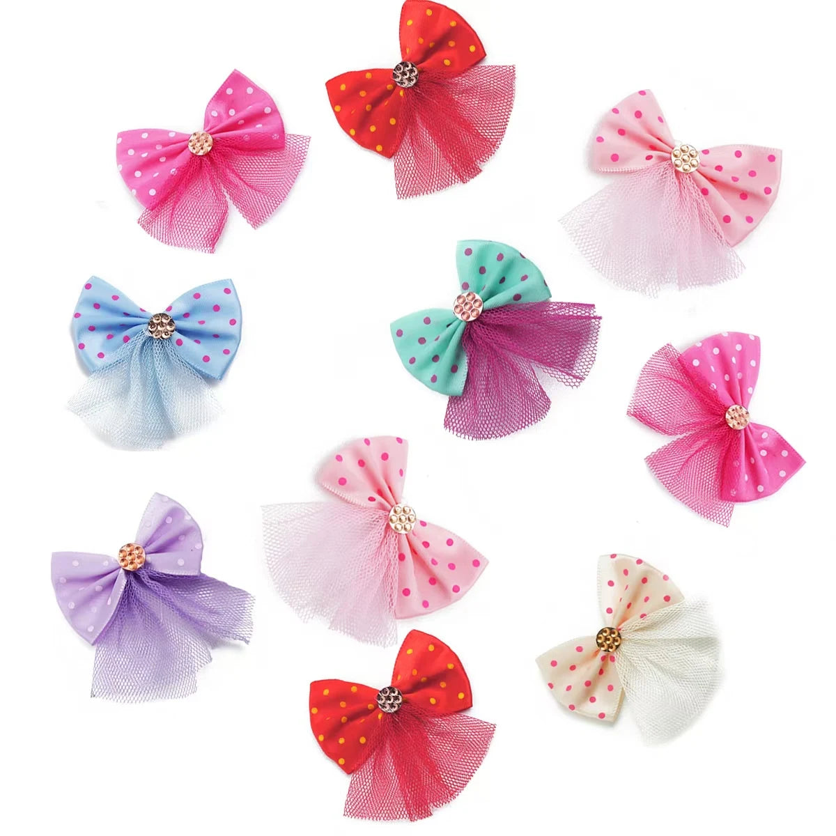 5/10pcs Lace Dog Hairbows Dog Bows With Volumes Ribbon Grooming Pet Hair Bowknot With Rubber Bands For Small Dog Pet Products
