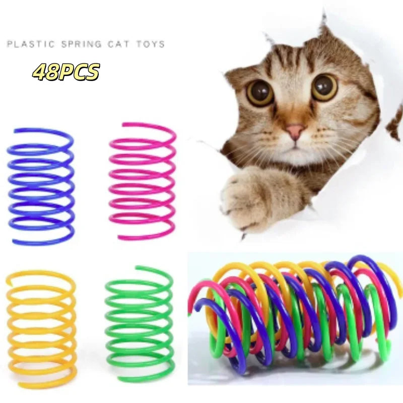 4/200Pcs Interactive Colorful Gauge Kitten Coil Spiral Springs Cat Toys for Kittens And Cats Pet Products