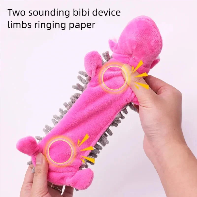 Squeaky Plush Dog Chew Toys Cute Animal Shape Soft Mop Texture Teeth Cleaning Interactive Pet Toy For Puppy Small Medium Dogs