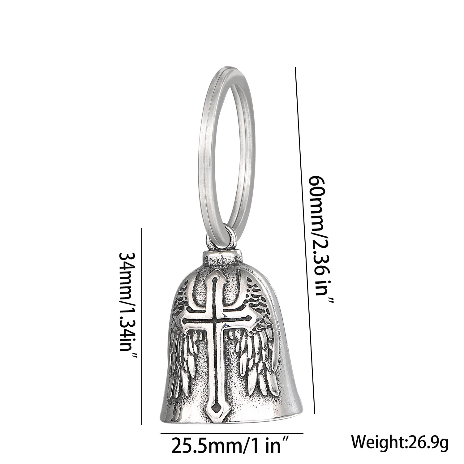 Motorcycle Guardian Bell Key Chain for Riders,Stainless Steel Biker Bells Accessories & Live To Ride for Luck