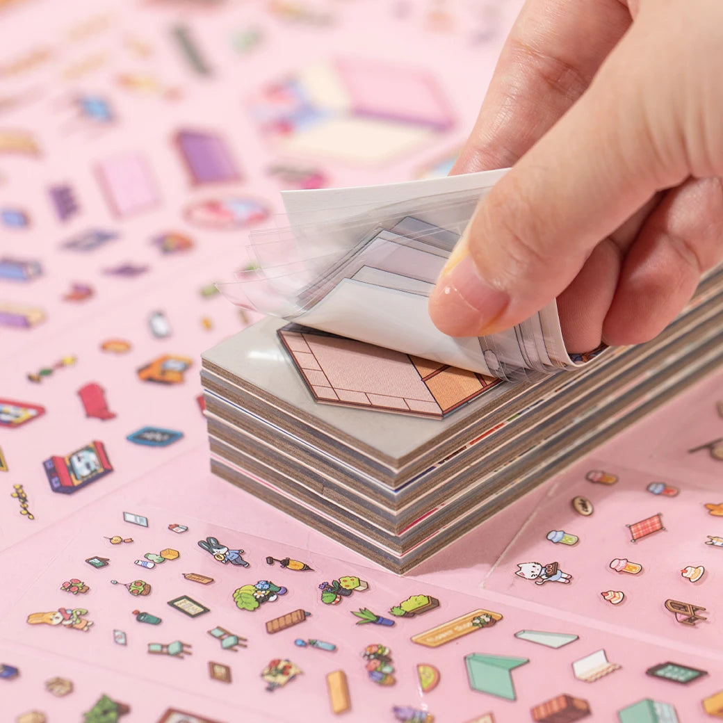 12Pcs 12in1 3D Landscape Stickers Collection Book Album Cartoon Scene DIY Toy Game Festival Birthday Gift for Kid Girl Child