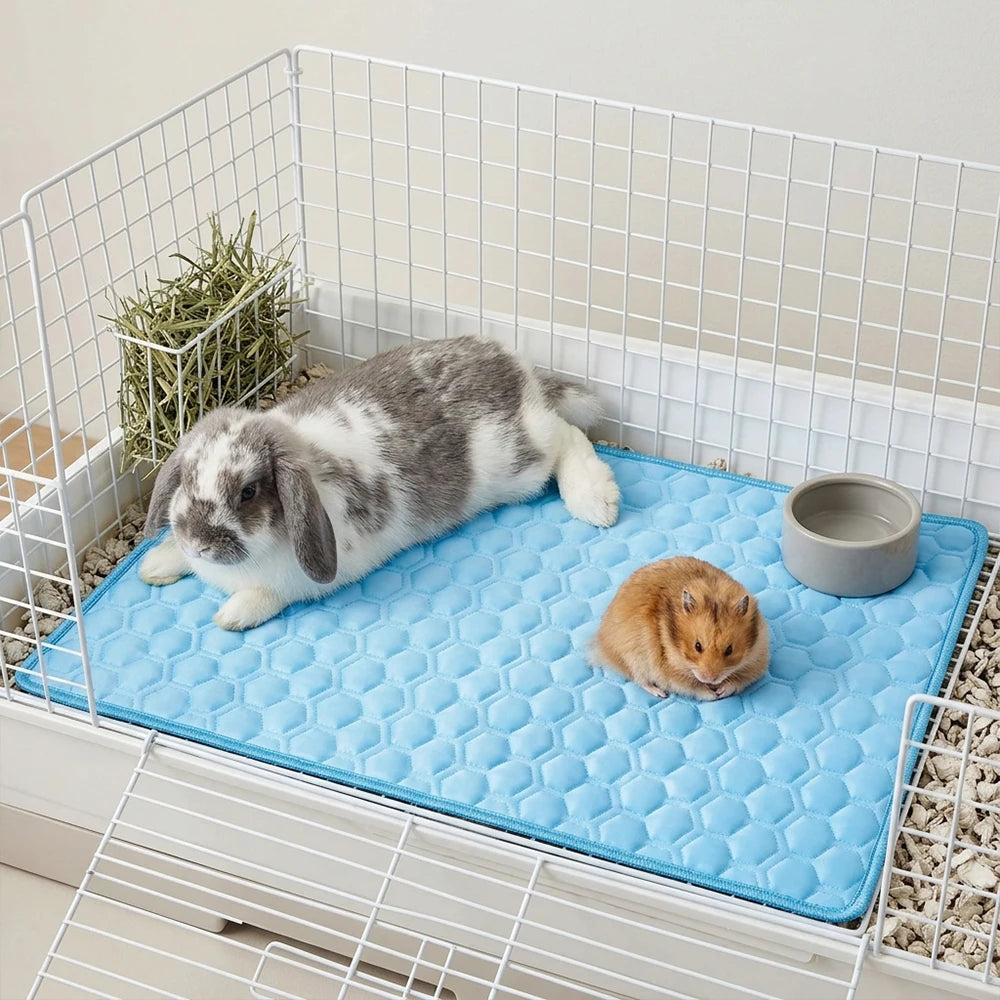 1PC Pet Cooling Mat Ice Silk Pad Summer Cool Bedding Scratch Resistant Washable Cushion for Small Animals Rabbit Hamster Product