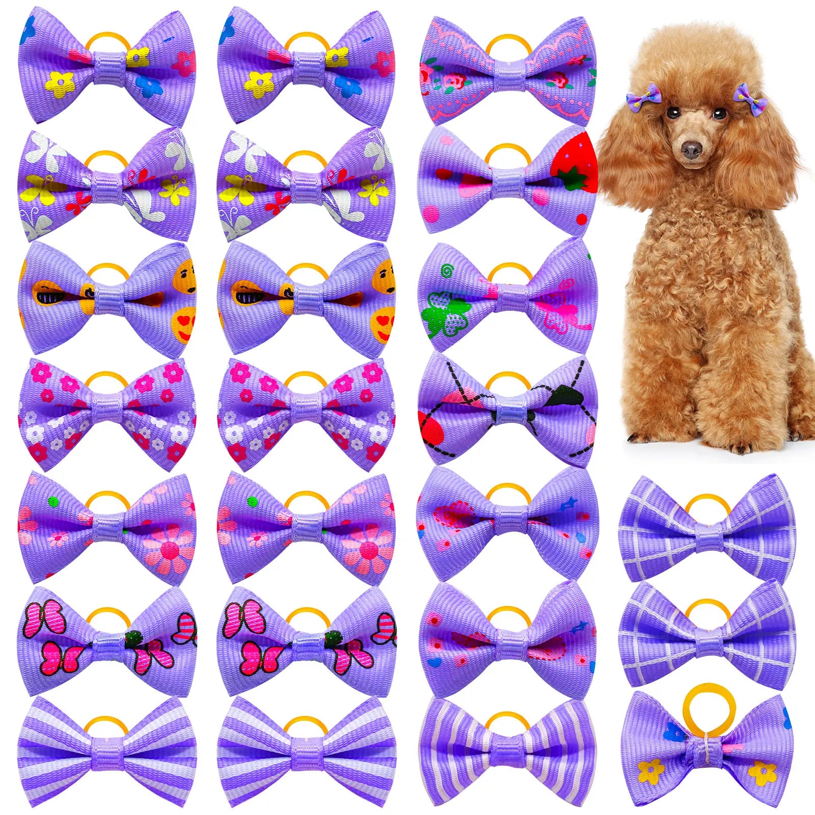30PCS Small Dog Bows Pet Dog Hair Accessories Rubber Bands Small Dog Cat Hair Bows For Dogs Cats Grooming Products