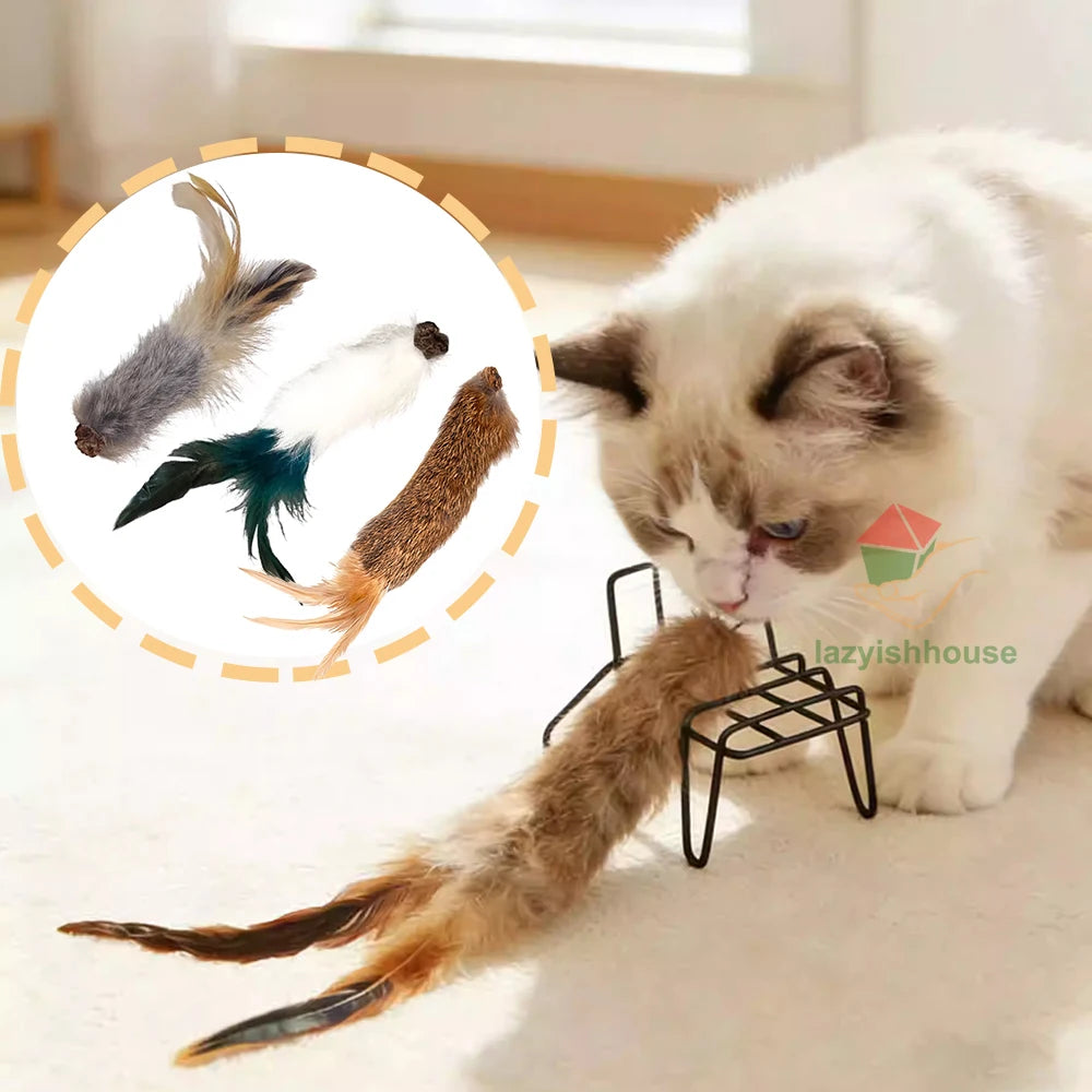 Natural Rabbit Fur Ball Cat Toy Cat Mint Fengrong Toy Cat Teasing Stick Cat Toy Self Fun and Stress Relieving Tool Pet Products