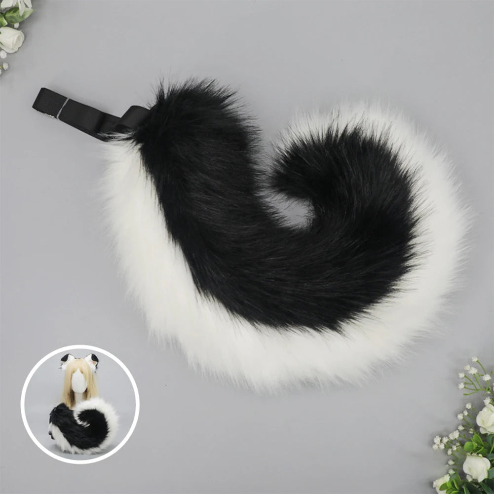 Women Furry Plush Dog Ears Headband Tail Set Halloween Christmas Cosplay Cute Pet Role Play Akita Folded Droopy Ears Hot New