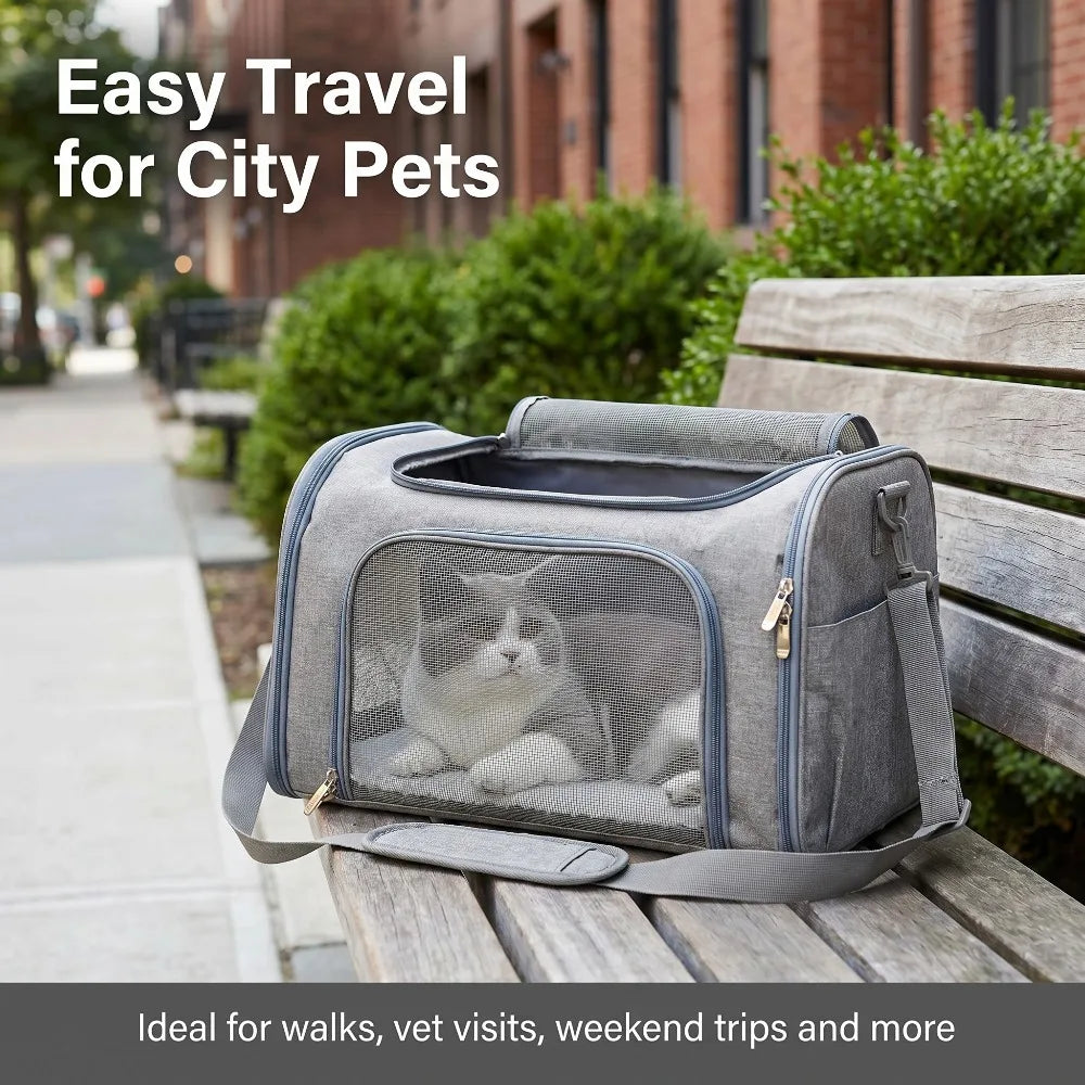Portable Breathable Dog and Cat Carrying Bag - Soft Side-Back Bag - Pet Backpack - Pet Travel Bag - Travel and Play Pet Handbag
