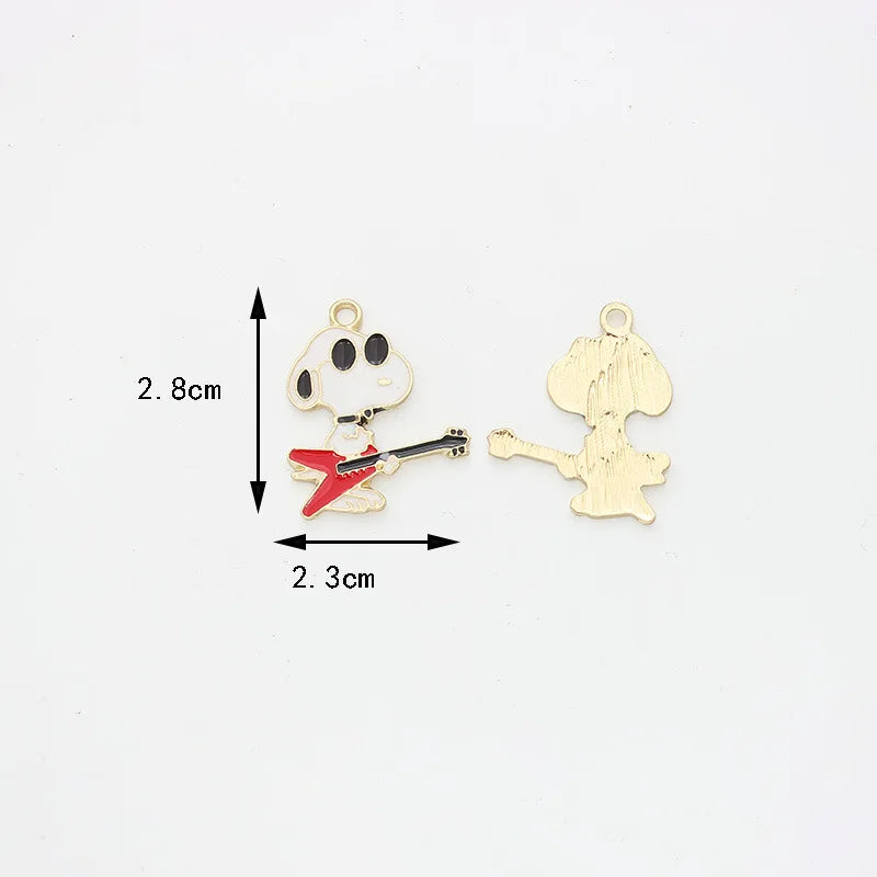 10pcs Cartoon Snoopy Decorations Cute Dog Alloy Pendant Animal Series Children's DIY Creative Fashion Jewelry Accessories Gift