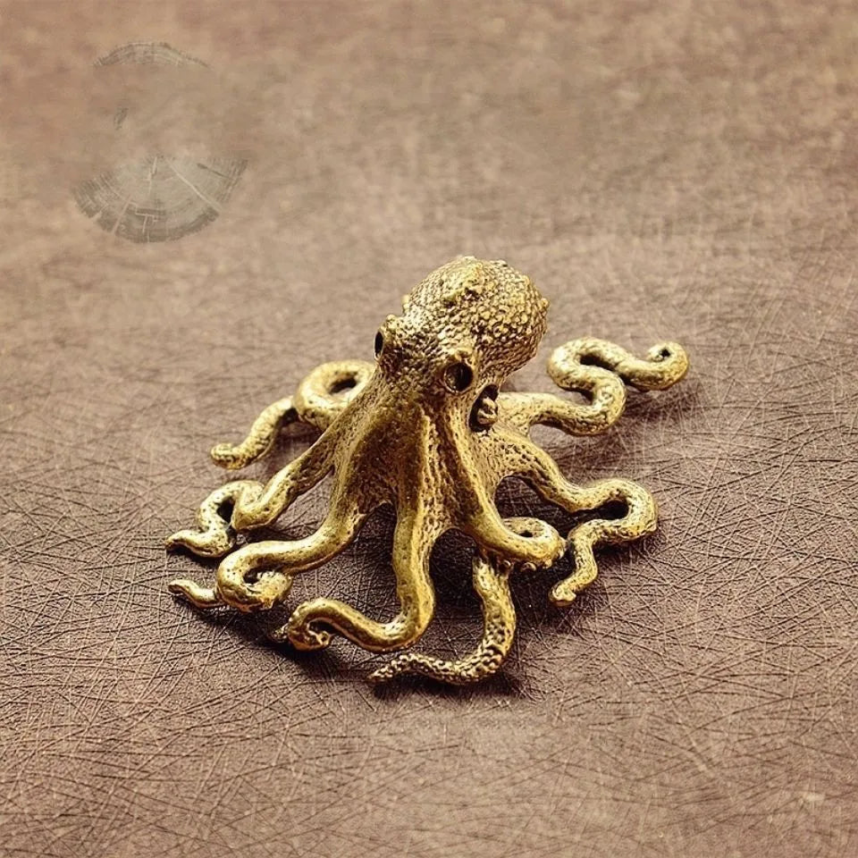 Brass Retro Octopus Cuttlefish Creative Marine Organism Office Desktop Ornament Accessories Small Tea Pet Souvenir Gifts