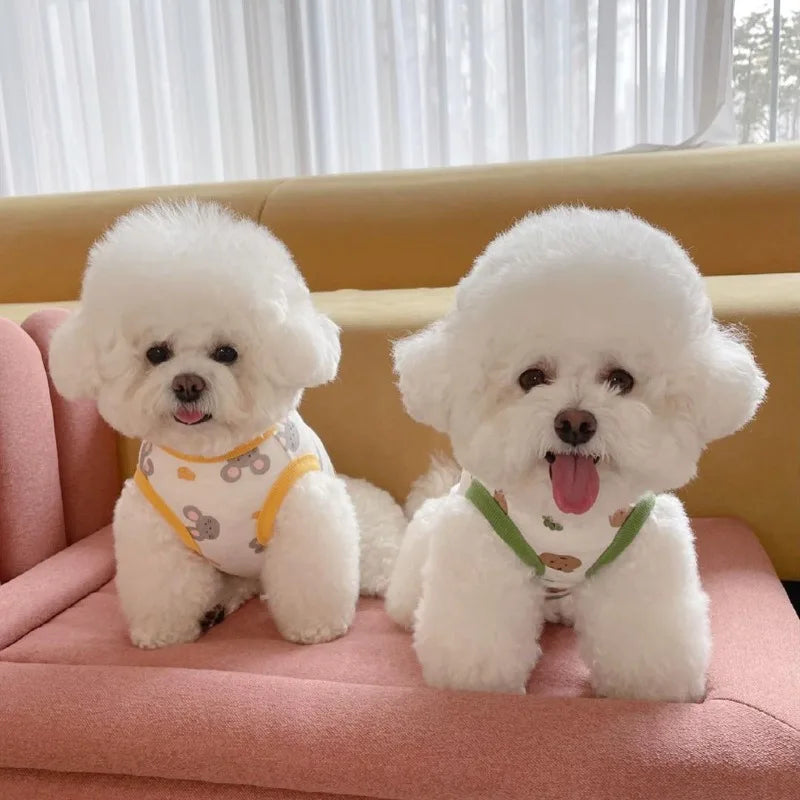 Pet Dog Clothes Puppy Summer Vest Thin Pomeranian Jumper Bear Print T-shirt Teddy Cartoon Clothing Dog Products XS-XL