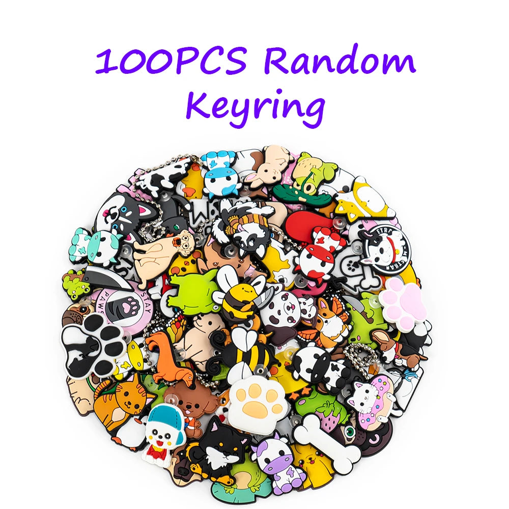 10/20/50/100 PCS Random Keychain Cute Animal Dogs Cats Cartoon Anime Character Keyring fit Car Key Accessories Friends Key Gift