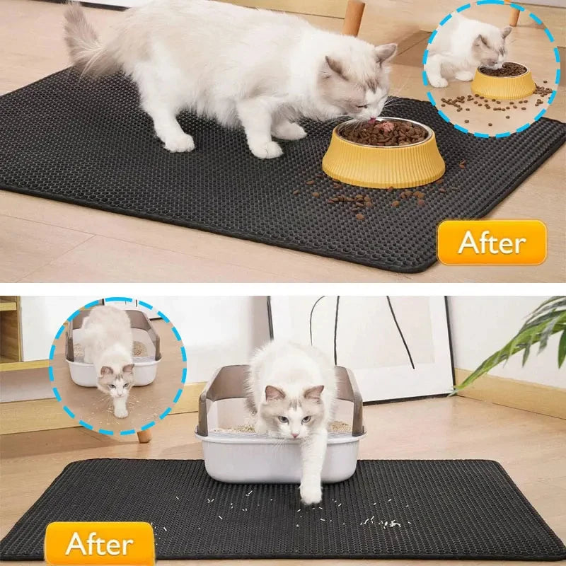 Pet Cat Litter Mat Waterproof Double Layer Cat Litter Trapping Clean Pad Litter Box Mat Products For Cats Pet Accessories