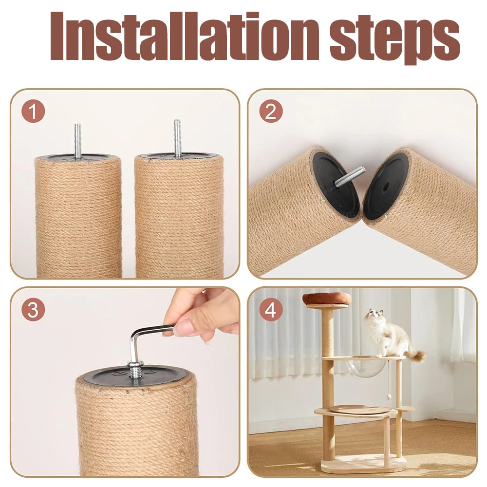 2PCS Cat Scratch Pole, DIY Accessories for Cat Climbing Frame, Suitable for Cat Climbing Frame or Replacing Old and Damaged Cat