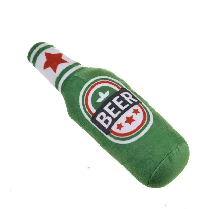 Realistic Beer Bottle Shaped Squeaking Dog Toy Interactive Play Bite Resistant Wear-Resistant Easy to Clean for Dogs