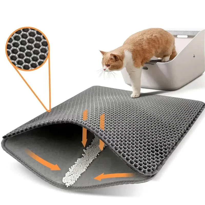 Pet Cat Litter Mat Waterproof Double Layer Cat Litter Trapping Clean Pad Litter Box Mat Products For Cats Pet Accessories