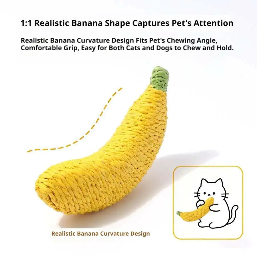 Cute Sisal Cat Toy Banana Shape Yellow Green Teeth Friendly Kitten Chew Toy Interactive Play Catnip Toy Accessory