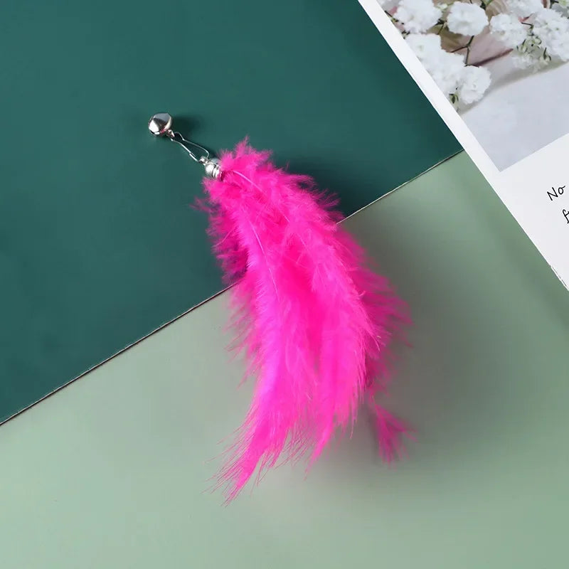 Cat Feather Toy Accessories False Birds Worm Toy with Bell Kitten Cat Toys Interactive Replacement Refill Foam Ball Training