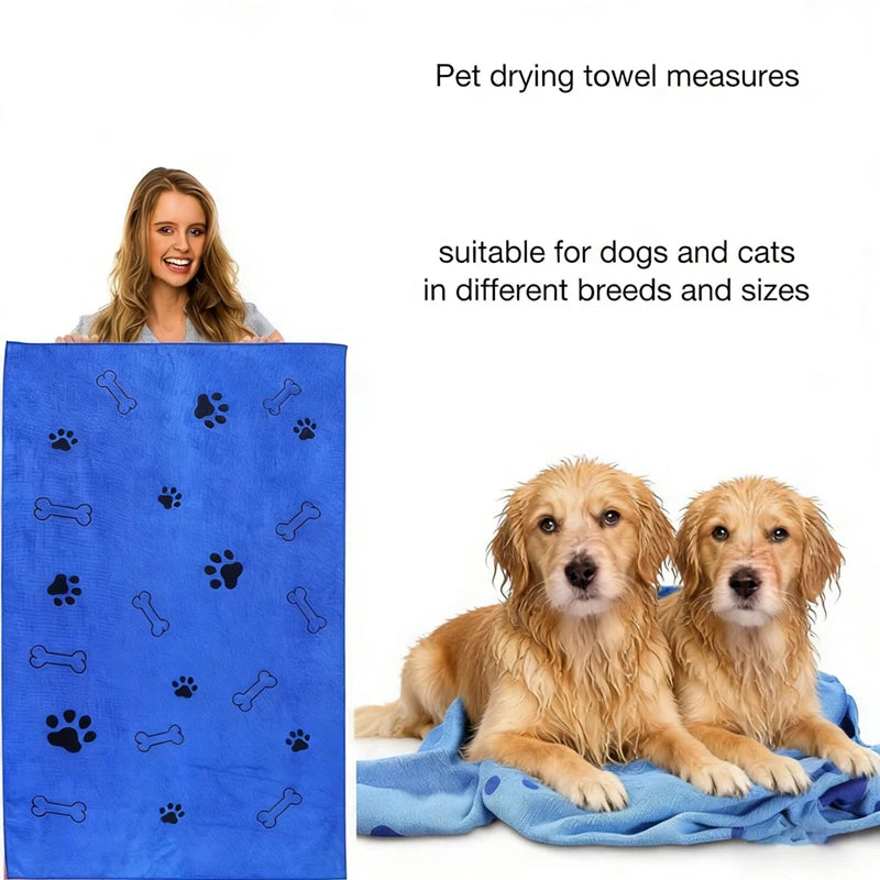 1pcs Quick-Drying Microfiber Dog Towel Absorbent Pet Bath Product Fiber Quick-drying Bath Towel Car Wiping Cloth Pet Supplies