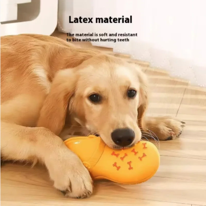 Indoor/Outdoor Dog Chew Toy Sound Latex Slippers Shape Teeth Cleaning Training Play for Small Medium Large Dogs & Puppies