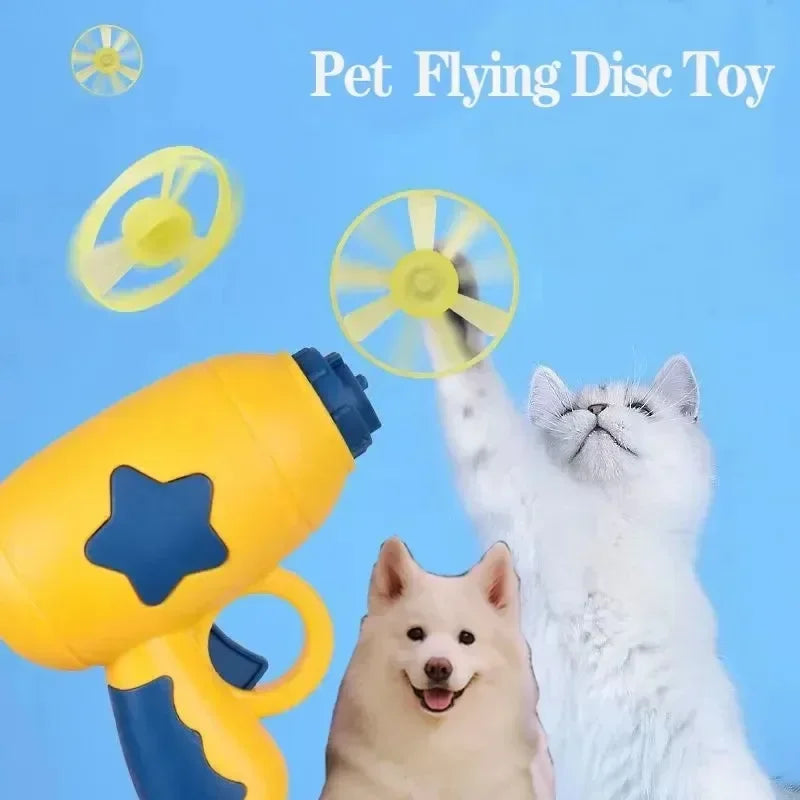 Mini Flying Disc Gun Cat Toy Interactive Launch Plaything Kitten Chasing Training Fun Pet Accessories Daily Entertainment
