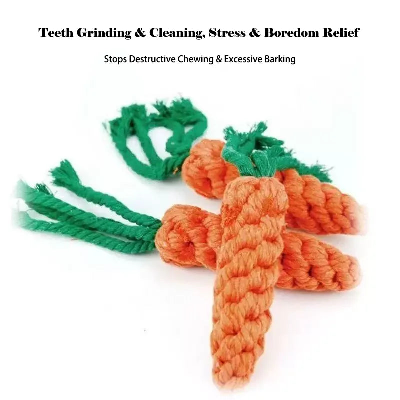 Durable Carrot Rope Knot Dog Chew Toys Bite Proof Puppy Molar Toys Interactive Tug Games Self Entertaining Play Toys For All Dog