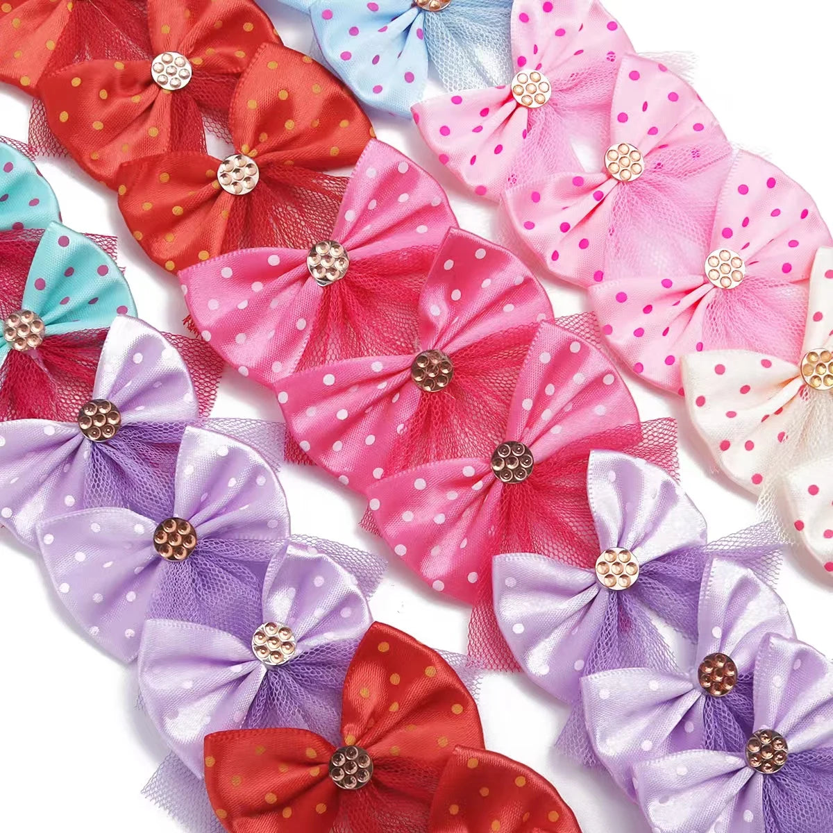 5/10pcs Lace Dog Hairbows Dog Bows With Volumes Ribbon Grooming Pet Hair Bowknot With Rubber Bands For Small Dog Pet Products
