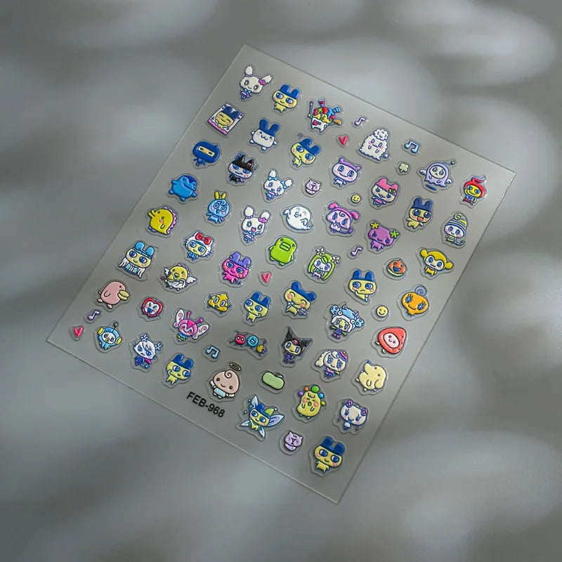 New electronic pet Mamachi Kuchipachi 3D relief nail stickers, decorative high-value cartoon cute DIY decorative stickers D