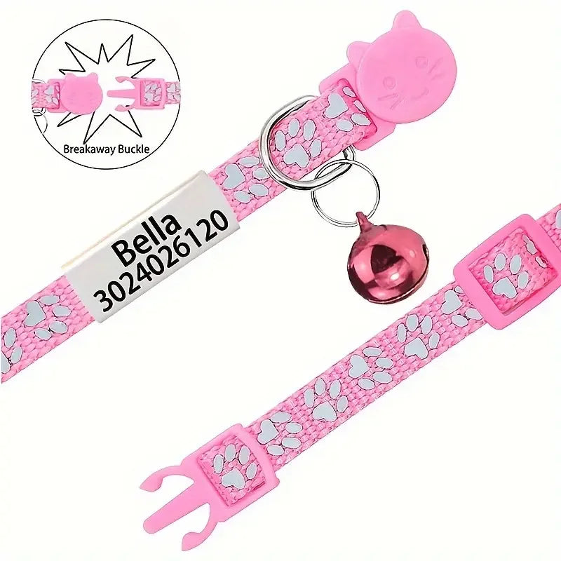 Anti-lost Engraved Cat Collar With Bell Fast Breakaway Customize Name Id Tag Personalized Pet Products Accessory