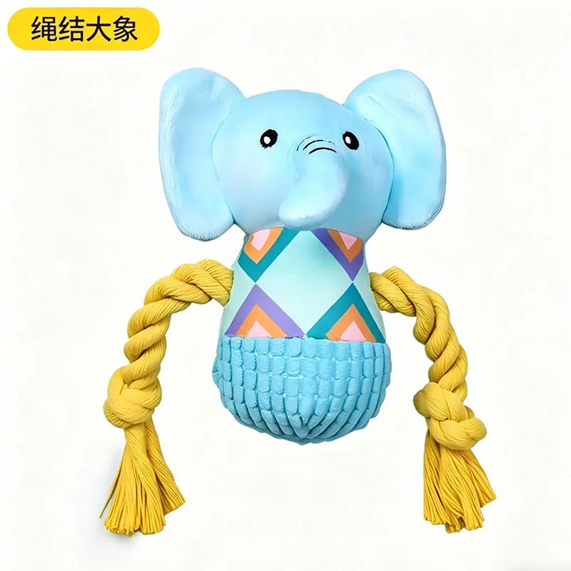 Soft Elephant Shape Plush Pet Toy Bite Resistant Stuffed Doll Puppy Interactive Play Toy for Indoor Outdoor Travel Home Use