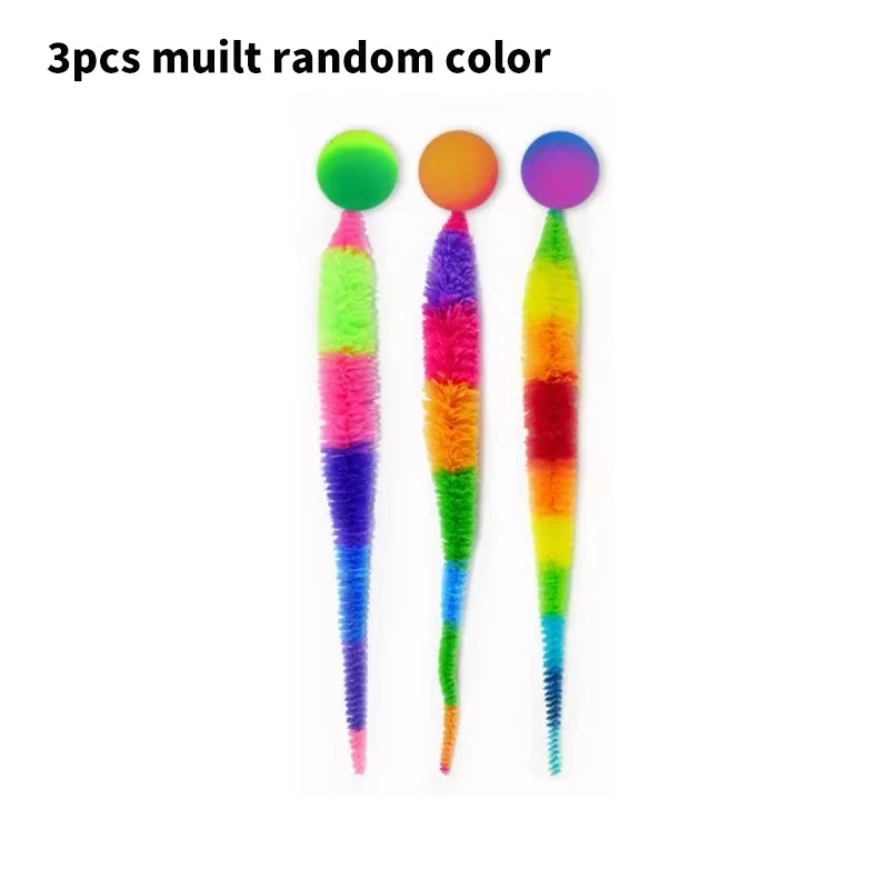 Cat Interactive Toys Caterpillar Elastic Ball Cat Toy Rainbow Worm Bouncing Ball Pet Supplies Puzzle Teasing Cat Interactive Toy